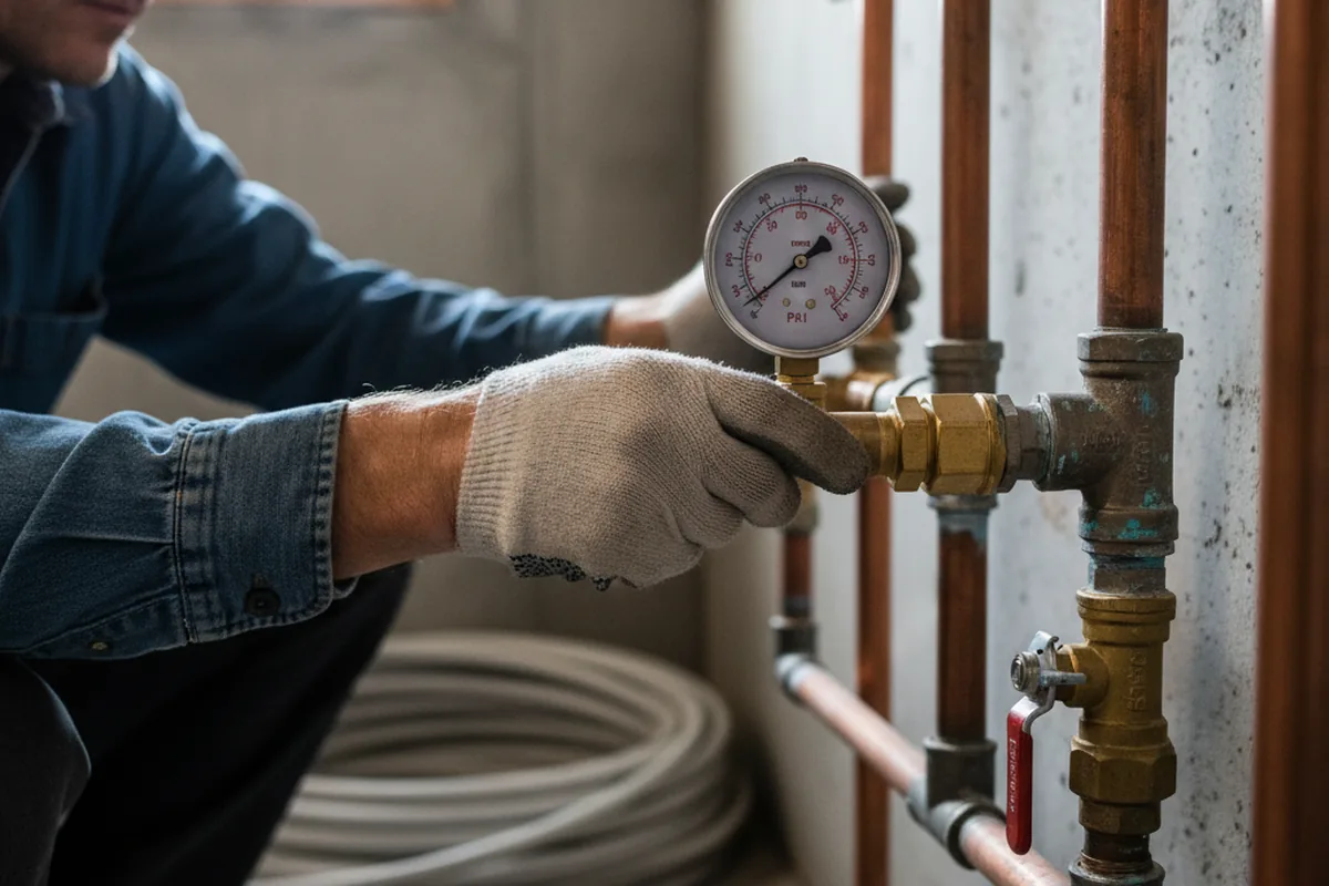 Pressure testing a repaired line during Water Line Repair in Del Rio